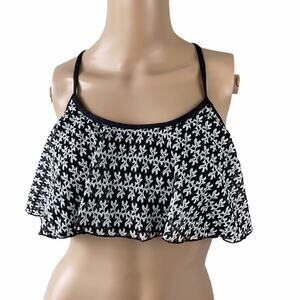 Atmosphere Lace Flounce  Spaghetti Strap Scoop Neck Swimwear Top Size 10